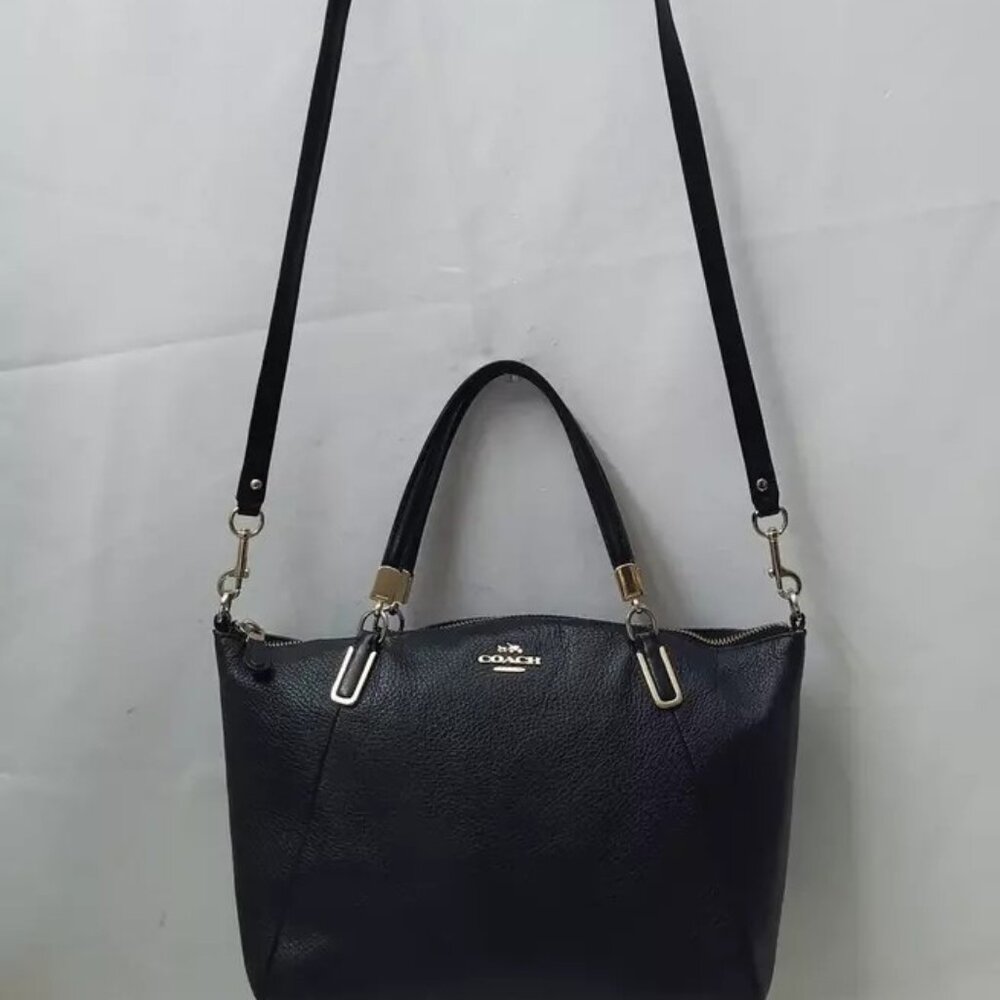 Coach Black Pebbled Leather Crossbody Tote - Picture 6 of 13